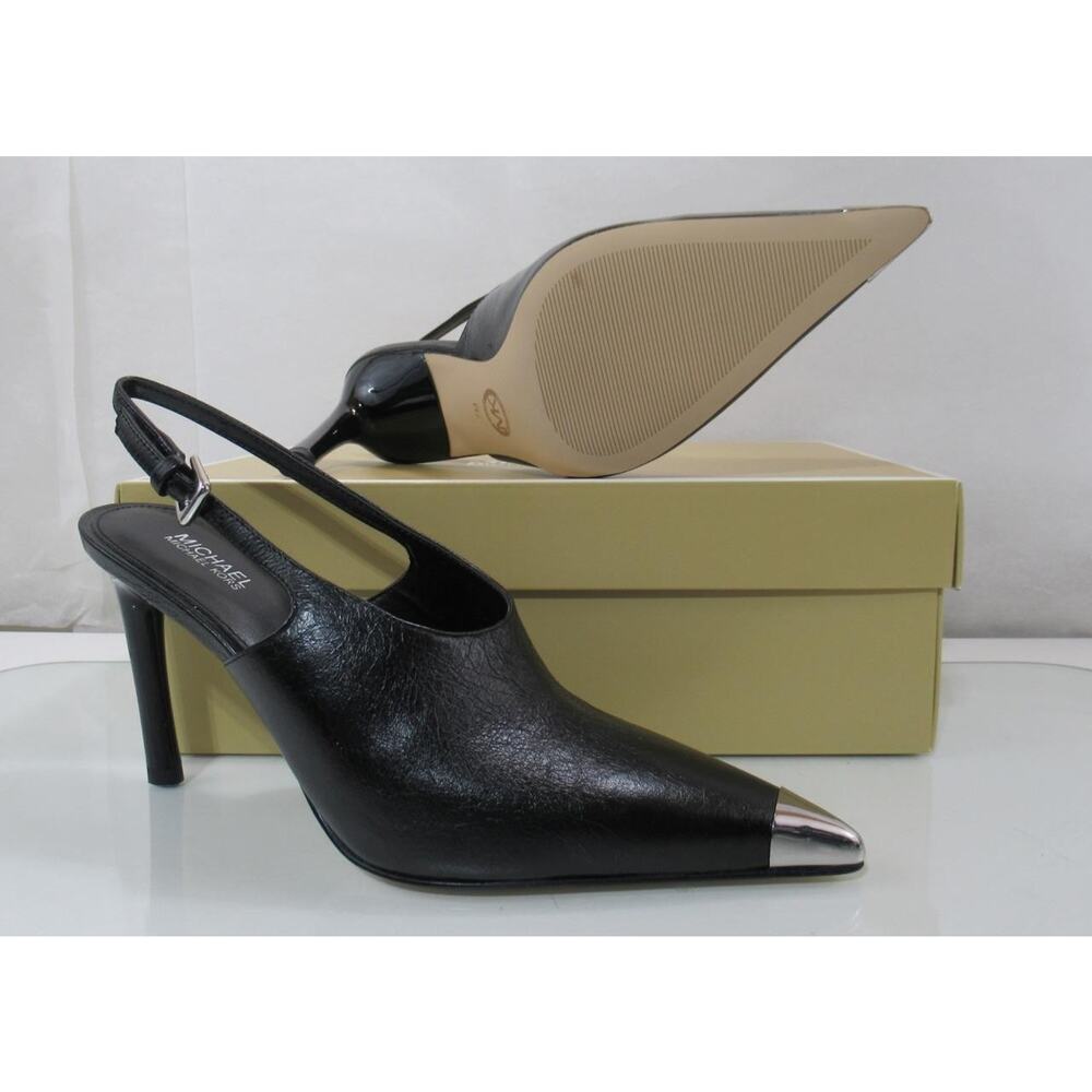 Michael Kors Kasia Pointed Toe Slingback Heels Pumps Leather Black - Picture 9 of 9